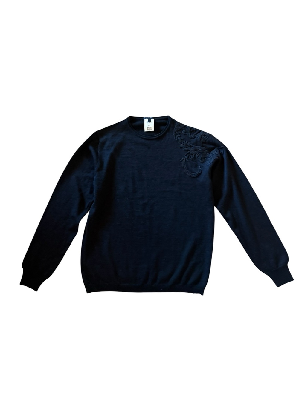 90s VTG Archive Versace Classic 100% Merino Wool Embroidered Shoulder Sweater L - Picture 2 of 14